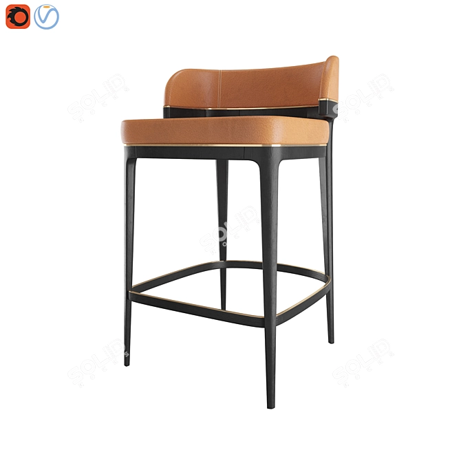 Refined Grange Bar Stool: Luxury Craftsmanship 3D model image 3