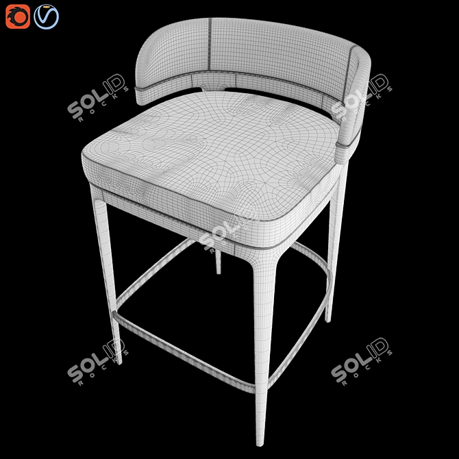 Refined Grange Bar Stool: Luxury Craftsmanship 3D model image 4