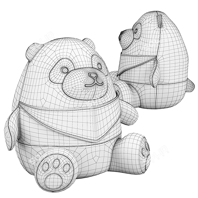 Cuddly Panda Bear Toy 3D model image 4