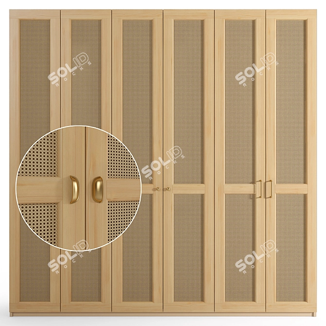 Rattan 3-Door Cabinet: IKEA Design 3D model image 1