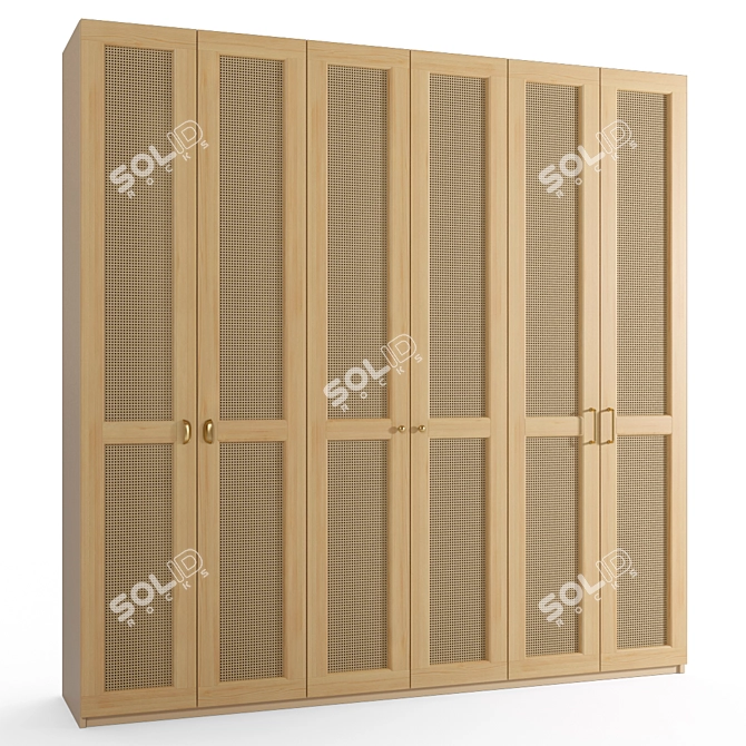 Rattan 3-Door Cabinet: IKEA Design 3D model image 2