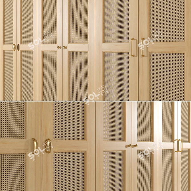 Rattan 3-Door Cabinet: IKEA Design 3D model image 3