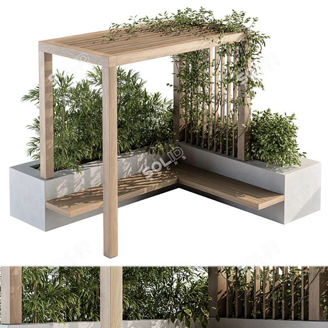 Elevated Oasis: Roof Garden & Pergola 3D model image 1