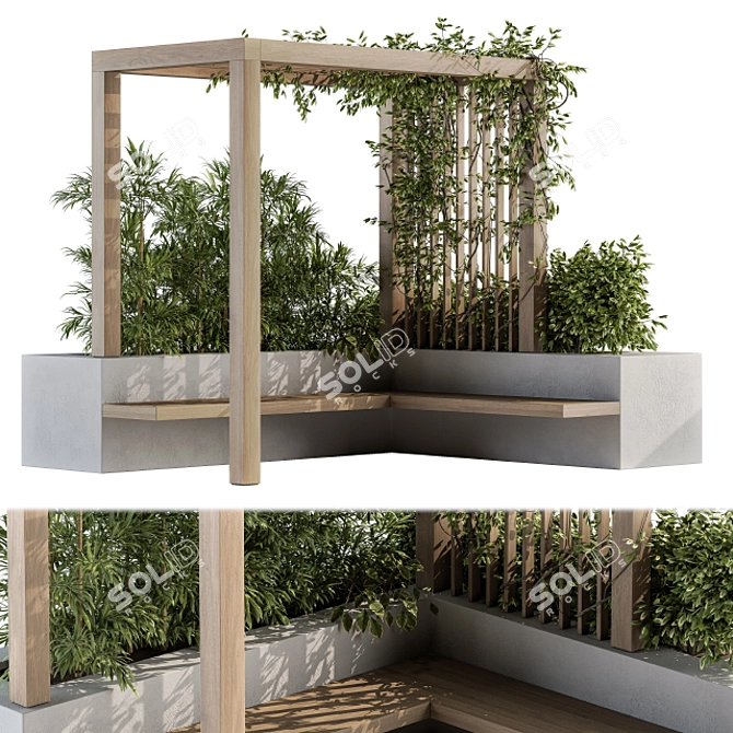 Elevated Oasis: Roof Garden & Pergola 3D model image 2
