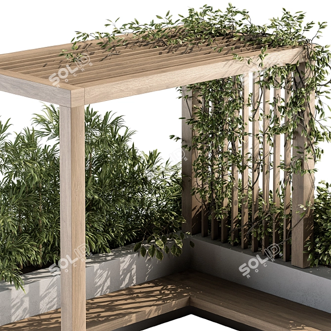 Elevated Oasis: Roof Garden & Pergola 3D model image 3