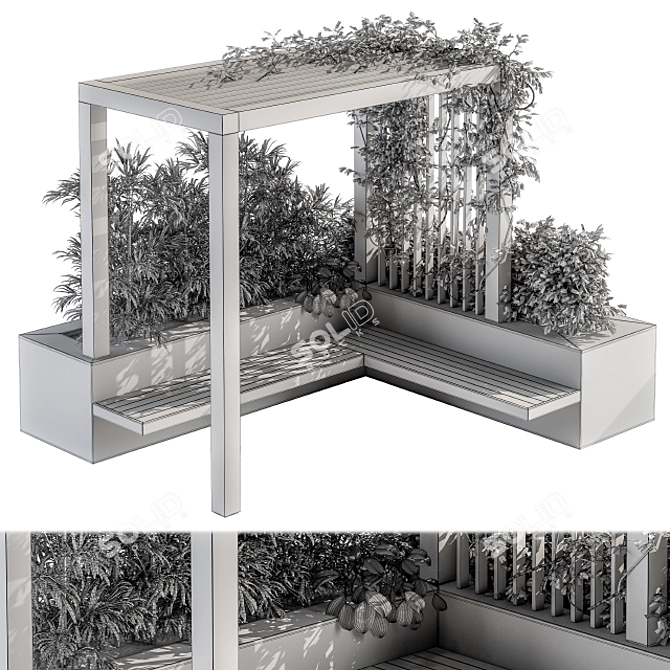 Elevated Oasis: Roof Garden & Pergola 3D model image 5