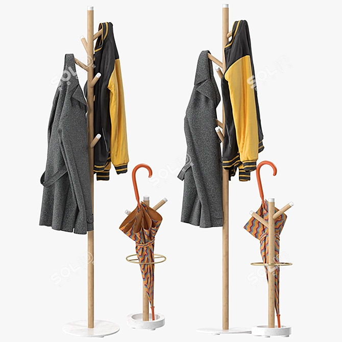 Elegant Grace Mango Coat Rack 3D model image 1