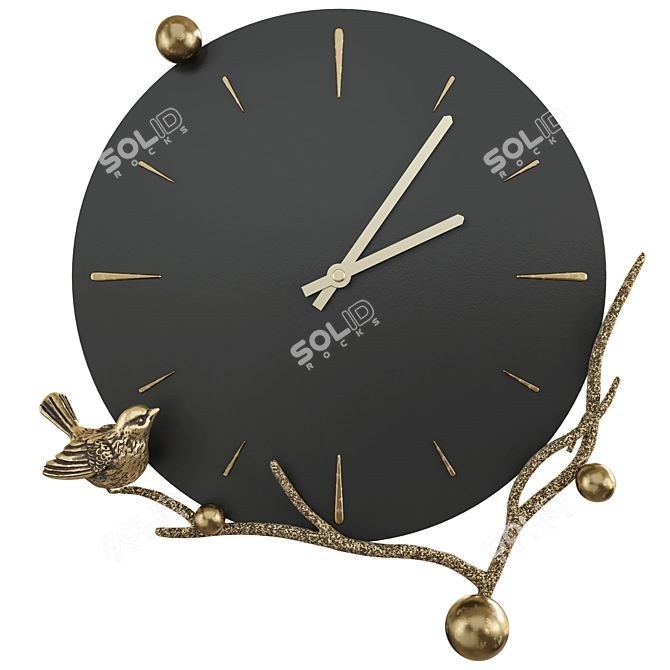 Terra Branch Steel and Marble Wall Clock 3D model image 6