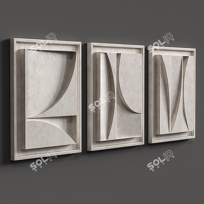 Tranquil Sands Relief Triptych 3D model image 2