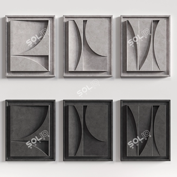 Tranquil Sands Relief Triptych 3D model image 3