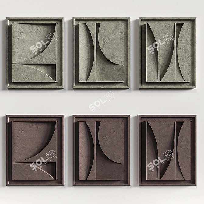 Tranquil Sands Relief Triptych 3D model image 4