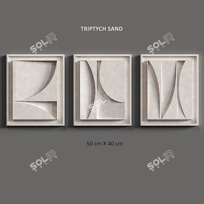 Tranquil Sands Relief Triptych 3D model image 6