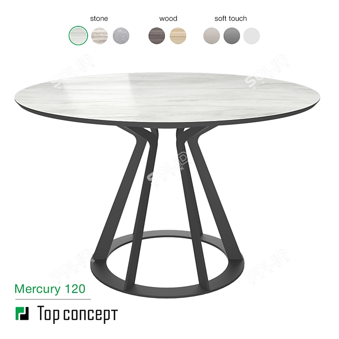 Sleek Metal Round Table 3D model image 1