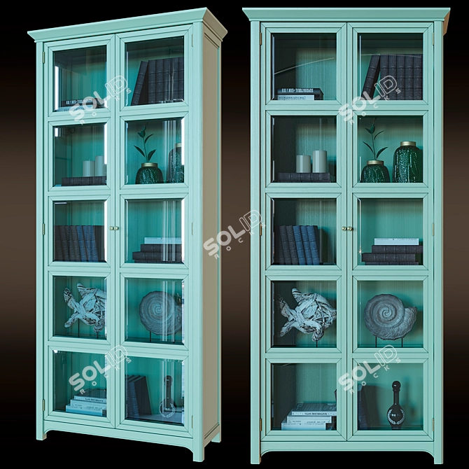 Elegant Glass Door Wardrobe 3D model image 1