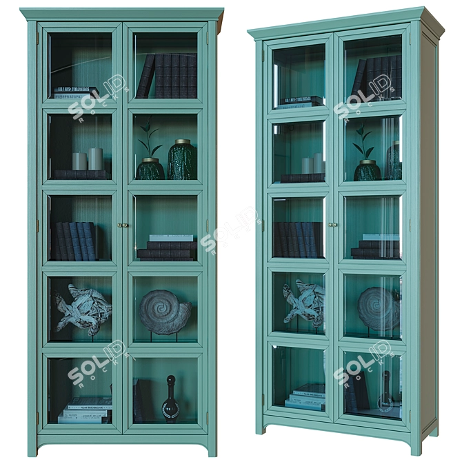 Elegant Glass Door Wardrobe 3D model image 3