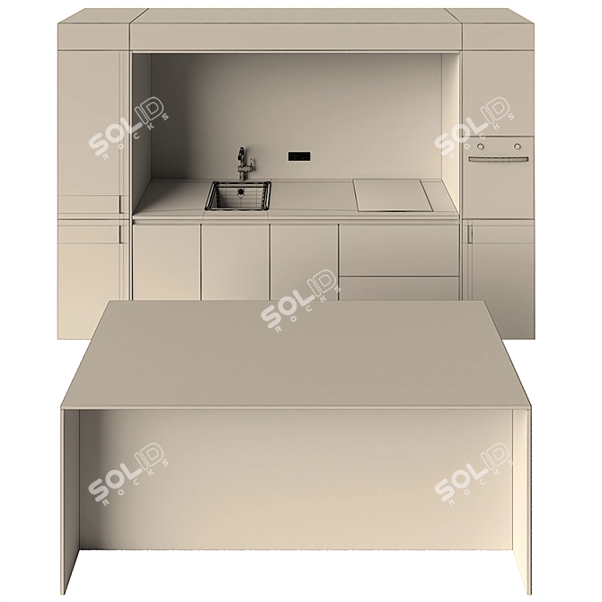 Modern Island Kitchen Design 3D model image 3