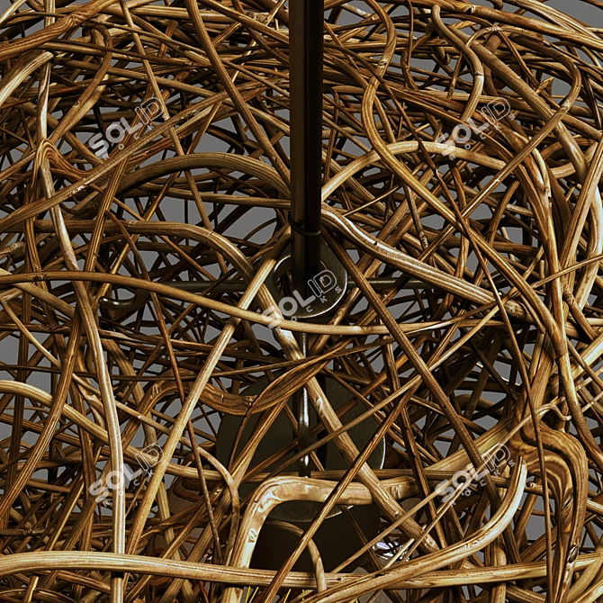 Rattan Hive Chandelier: Stylishly Crafted Spherical Lighting 3D model image 3