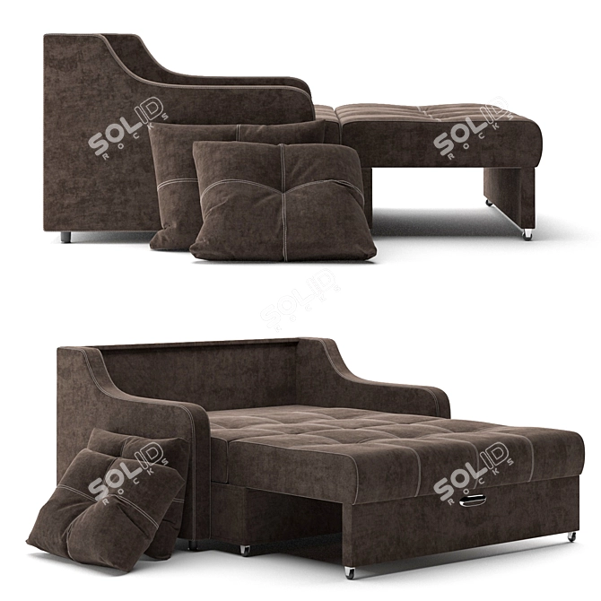 Convertible Comfort: Folding Sofa 3D model image 3