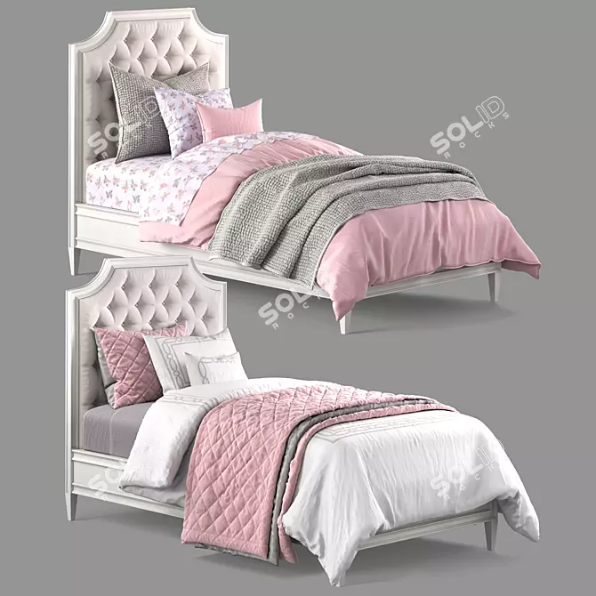 Elegant Alexandra Tufted Bed 3D model image 1