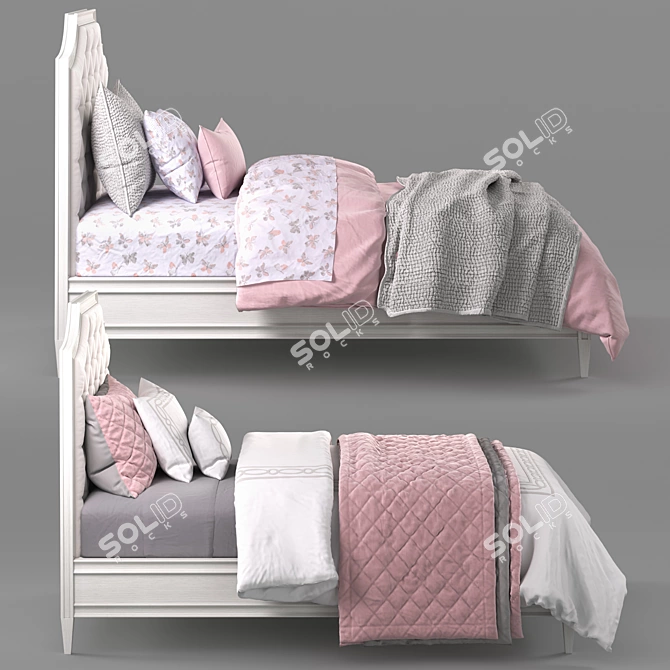 Elegant Alexandra Tufted Bed 3D model image 2