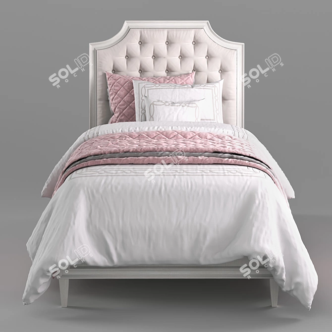 Elegant Alexandra Tufted Bed 3D model image 3