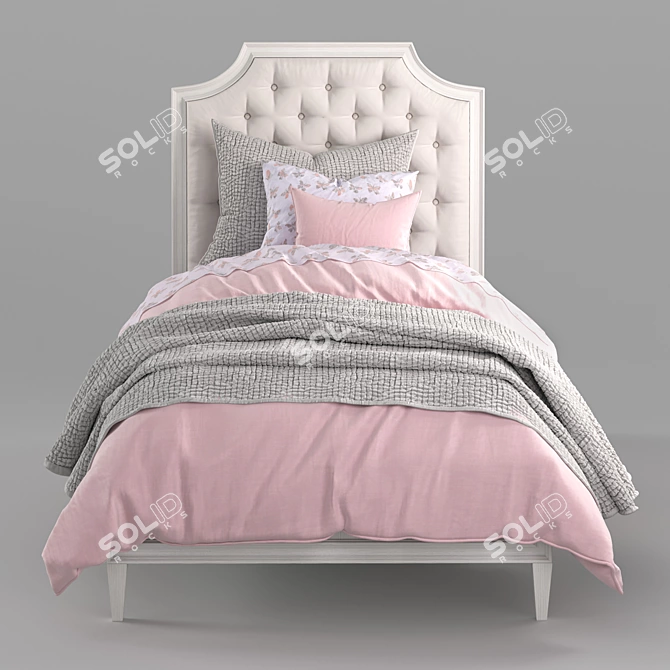 Elegant Alexandra Tufted Bed 3D model image 4