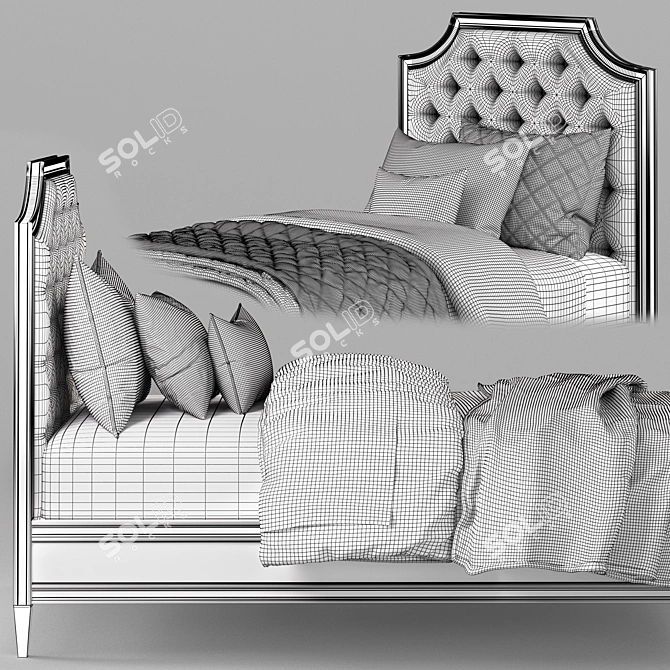 Elegant Alexandra Tufted Bed 3D model image 5