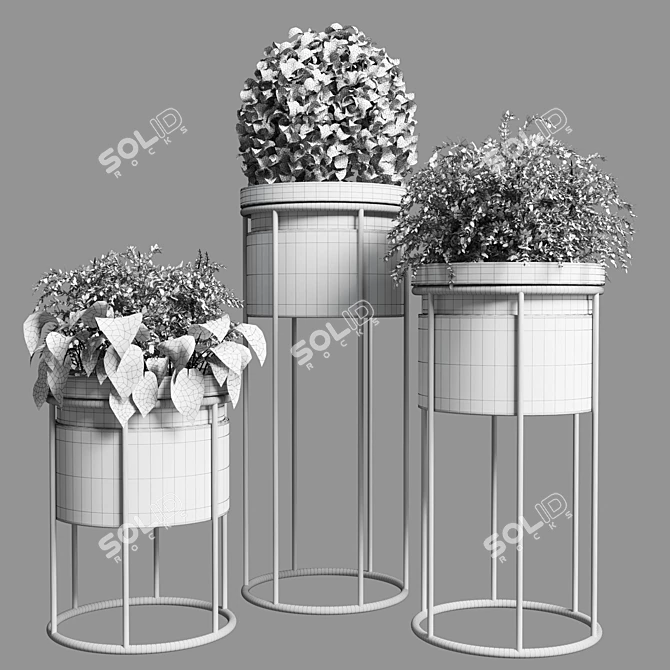 Indoor Plant Stand - Modern Design 3D model image 4