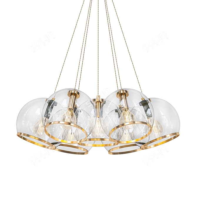 Spherical Pendant Lights with Brass Accents 3D model image 1