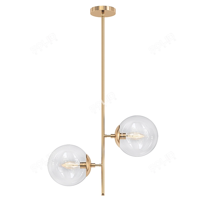 Vintage Brass Pendant Light 3D model image 1