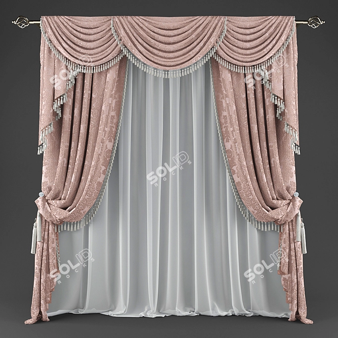 Elegant Polys and Verts Curtains 3D model image 1