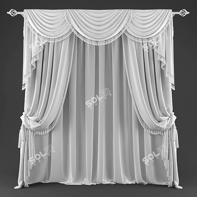Elegant Polys and Verts Curtains 3D model image 2