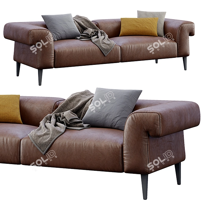 Luxury Leather Sofa Soho by Gianfranco Ferre 3D model image 1