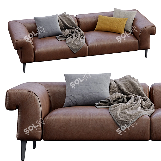 Luxury Leather Sofa Soho by Gianfranco Ferre 3D model image 2