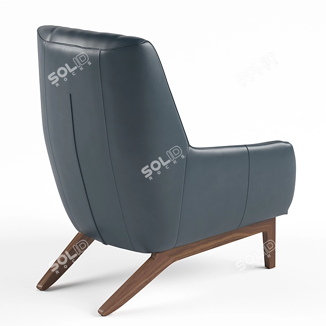 Sleek Black Leather Aman Chair 3D model image 3