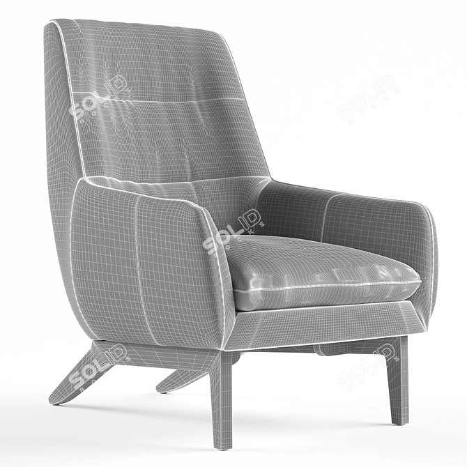 Sleek Black Leather Aman Chair 3D model image 4