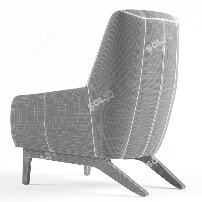 Sleek Black Leather Aman Chair 3D model image 5