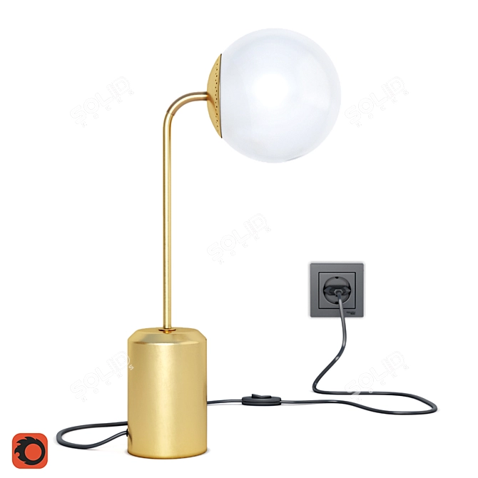 Elegant Brass and Opal Glass Table Lamp 3D model image 1