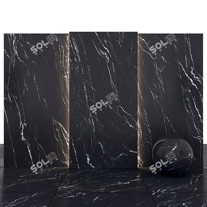 Elegant Black Marble Slabs 3D model image 1