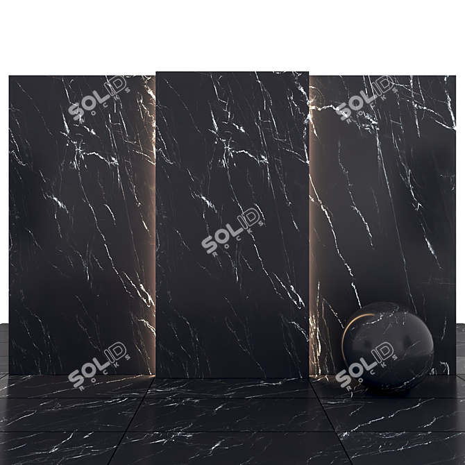 Elegant Black Marble Slabs 3D model image 2