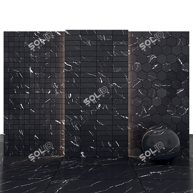 Elegant Black Marble Slabs 3D model image 3