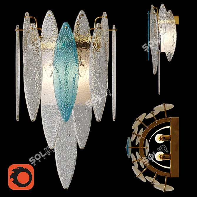 Elegant Glass Petal Wall Lamp 3D model image 1