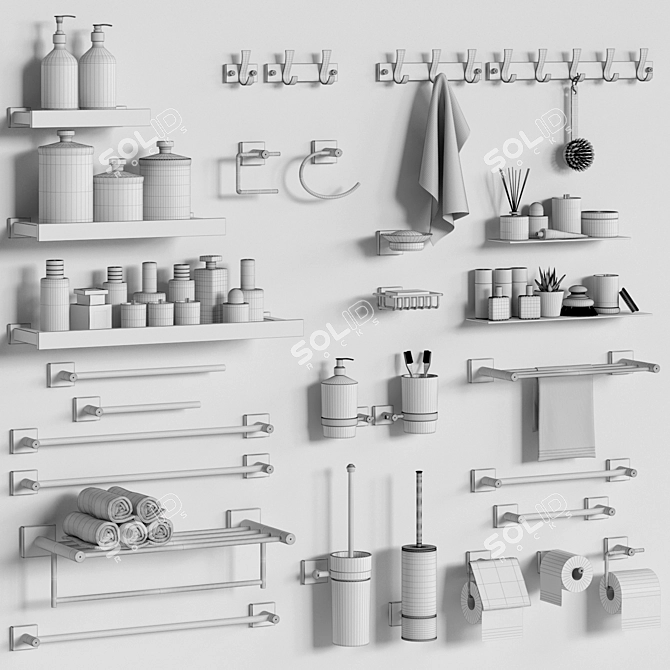 Modern Bathroom Essentials Set 3D model image 5