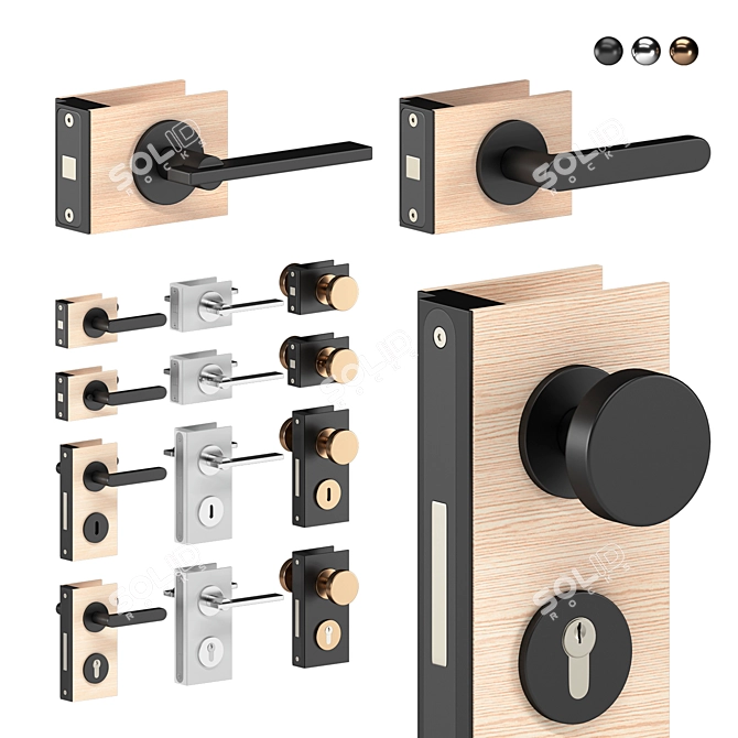 Sleek Door Handles for Aladin Swing and Aladin Pivot Plain - 12 Variations 3D model image 1