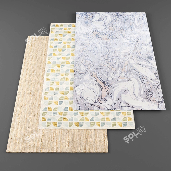 3-Piece High Resolution Rugs Set 3D model image 1