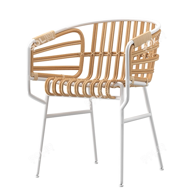 Coastal Chic Rattan Chair 3D model image 2
