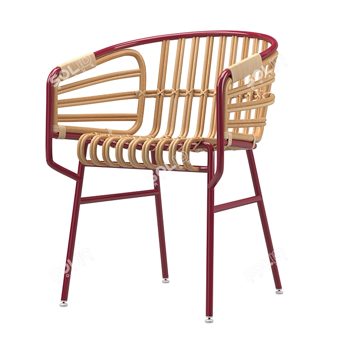 Coastal Chic Rattan Chair 3D model image 3