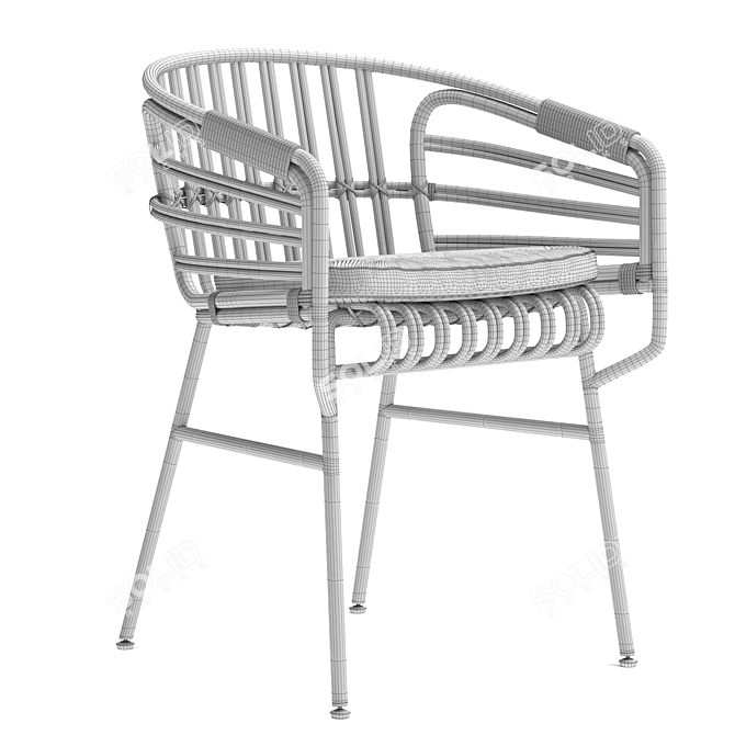 Coastal Chic Rattan Chair 3D model image 6