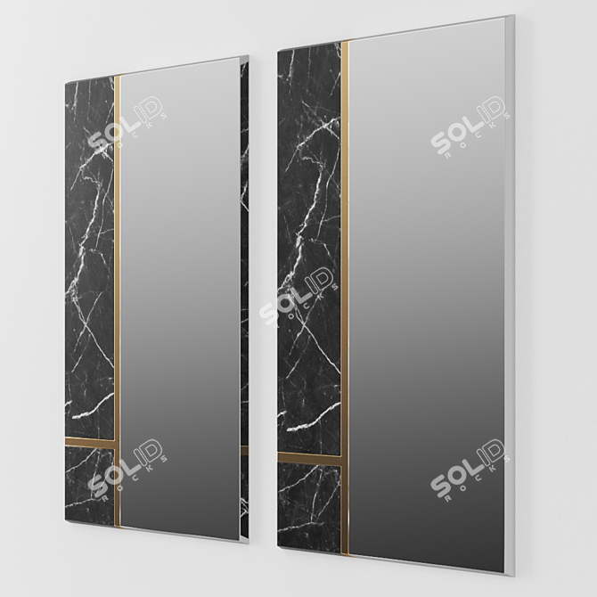 Mondrian Square Mirror: Contemporary Elegance in Reflective Art 3D model image 3