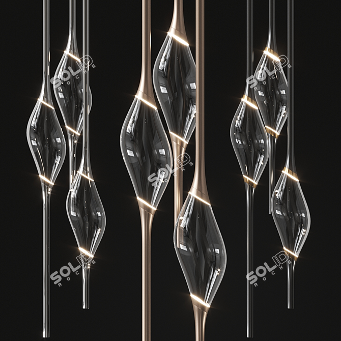 IL PEZZO 12 Crystal Pendant: Exquisite Design & Elegant Illumination 3D model image 1